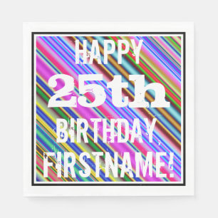 Vibrerande färgrik 25th födelsedag + pappersservett