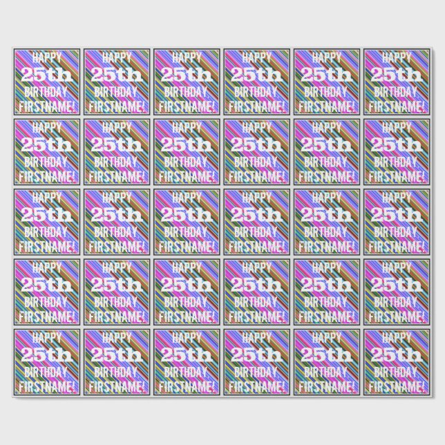 Vibrerande färgrik 25th födelsedag + presentpapper (Platt)