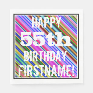 Vibrerande färgrik 55th födelsedag + pappersservett