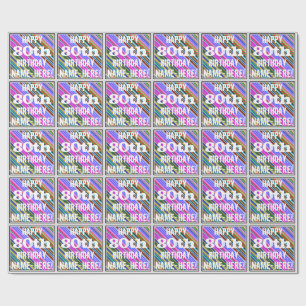 Vibrerande färgrik 80th födelsedag + presentpapper