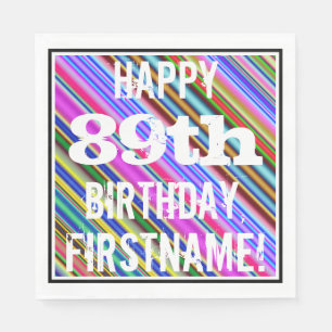 Vibrerande färgrik 89th födelsedag + pappersservett