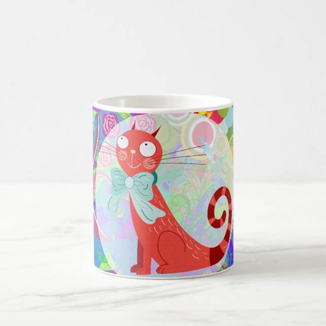 Vibrerande färgrikt för nätt för kattdam för kaffemugg (Center)