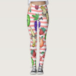 Vibrerande fruktcoctailillustrationer på randar leggings<br><div class="desc">Detta är kalla och roliga vibrerande fruktcoctailillustrationer på persikarandmönster perfekta för den moderiktiga och stilfulla kvinnan. Dess roliga och hipstertryck är underbart för många gåvor och tillfällen. Tyck om denna foodie och gulliga design för ditt nästa köp; för dig,  dina vänner eller din familj!</div>