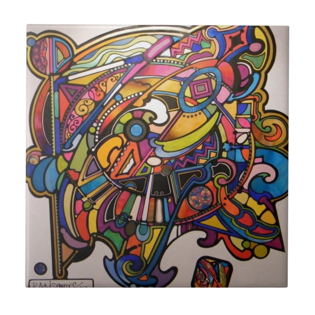 vibrerande grafisk design för vildart déco kakelplatta (Framsidan)