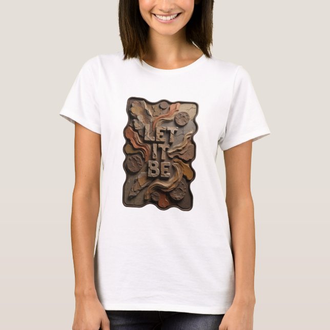 Vibrerande grått LET IT BE tryck T Shirt (Framsida)