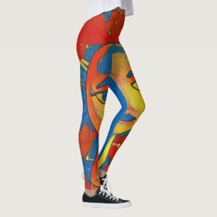 Vibrerande konstnärligt samtidat skyltdockaansikt leggings