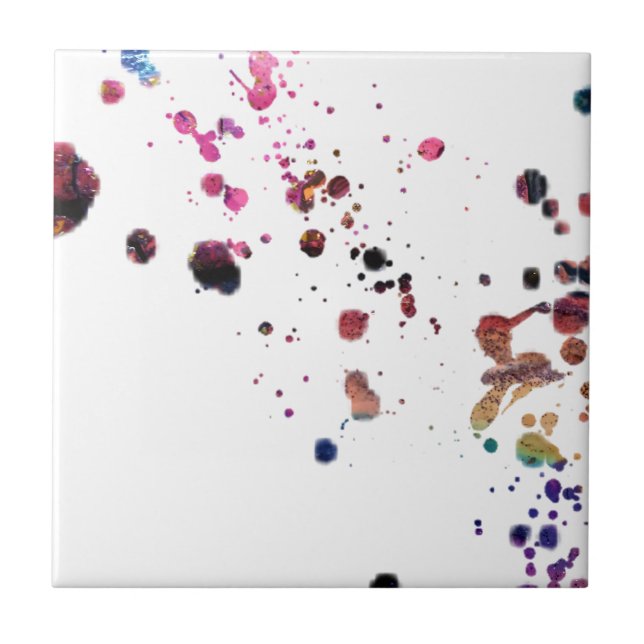 Vibrerande Mång--Färgade stänk som dansar över… Kakelplatta (Framsidan)