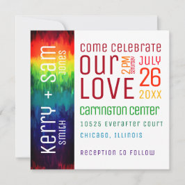 Vibrerande modern abstrakt regnbågebröllopinbjudan inbjudningar