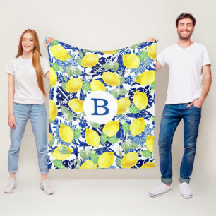 Vibrerande Monogram för landcitron- & Fleecefilt