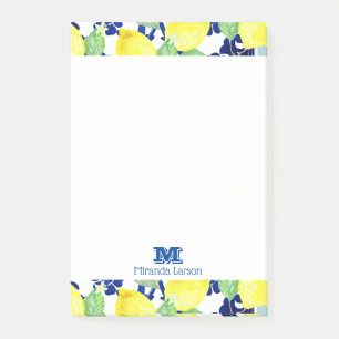 Vibrerande Monogram för landcitron- & Post-it Block