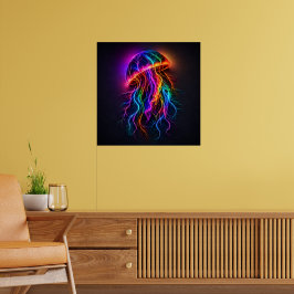 Vibrerande neon maneter med elektriska tentakler v poster