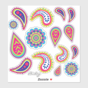 Vibrerande neon moderna Paisley & Mandalas Klistermärken
