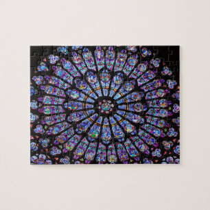 Vibrerande och färgrik Notre Dame målat glass Pussel