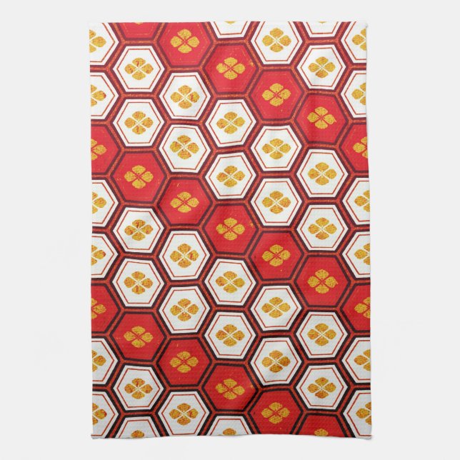 Vibrerande patttern för kall orientalisk japansk kökshandduk (Vertikal)