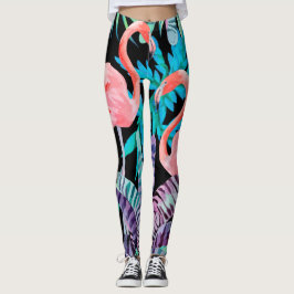 Vibrerande rosa Flamingotryckdamasker Leggings