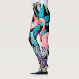 Vibrerande rosa Flamingotryckdamasker Leggings