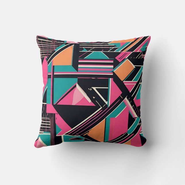 vibrerande teal och senapsgeometrisk mönster kudde (Baksida)