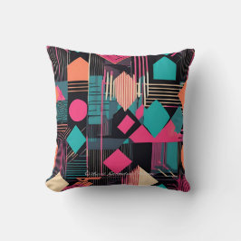 vibrerande teal och senapsgeometrisk mönster kudde