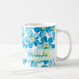 Vibrerande vattenfärgblått glömmer mig inte kaffemugg