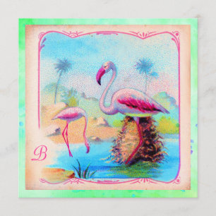 Vibrerande vintageFlamingos för GC Inbjudningar