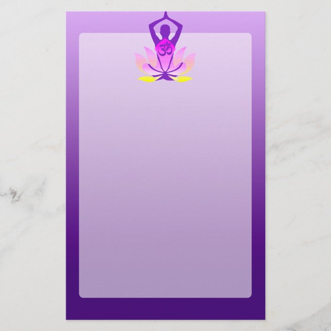 Vibrerande Yoga för tonOm-lotusblomma poserar Brevpapper (Framsida)