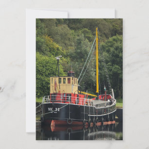 Vic32 Puffer Boat in Crinan Canal Basin, Skottland Julkort