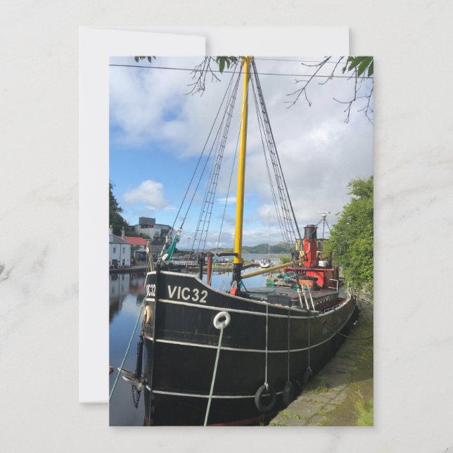 Vic32 Puffer Boat in Crinan Canal Basin, Skottland Julkort (Framsida)