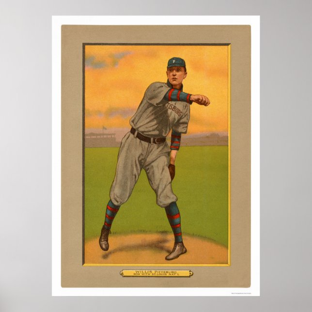 Vic Willis Pirater Cardinals Baseball 1911 Poster (Framsidan)