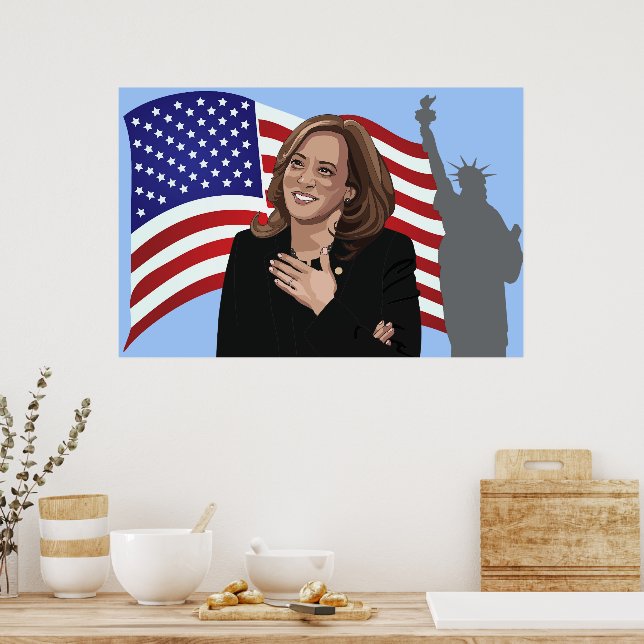 Vice Pres Kamala Harris Flagga Frihetsgudinnan Poster (Kök)