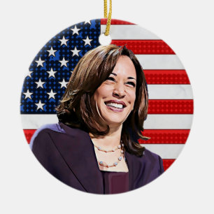 Vicens president Kamala Harris Keepsaké Souvenir Julgransprydnad Keramik
