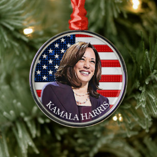 Vicens president Kamala Harris Keepsaké Souvenir Julgransprydnad Metall