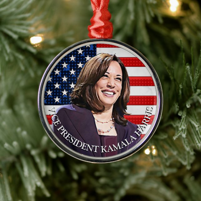 Vicens president Kamala Harris Keepsaké Souvenir Julgransprydnad Metall (Träd)