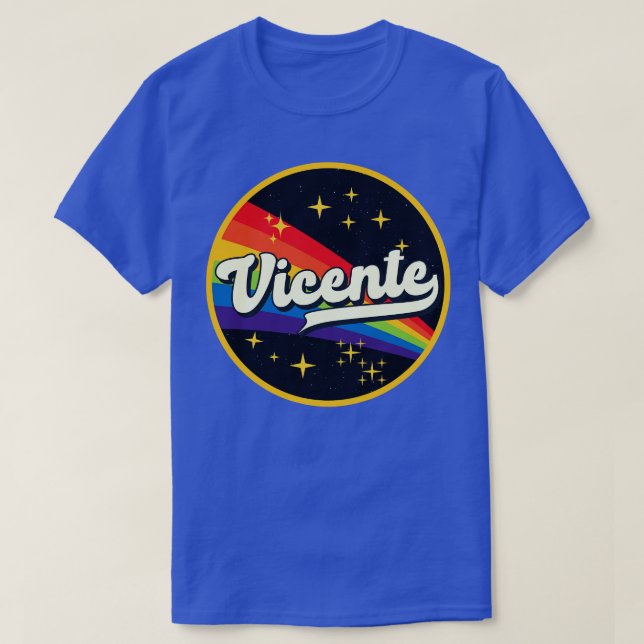 Vicente Rainbow i Space Vintage Stil T Shirt (Design framsida)