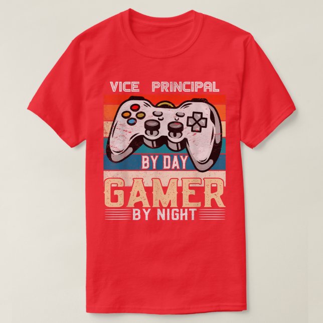 VicePrincipal per dag-spelare genom nattvideospel  T Shirt (Design framsida)