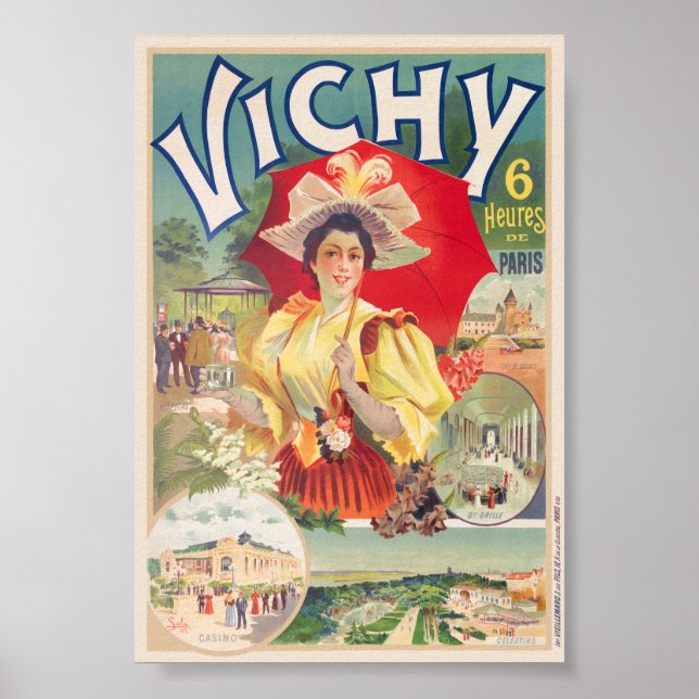 Vichy. 6 heures de Paris Vintage affisch 1895 (Framsidan)