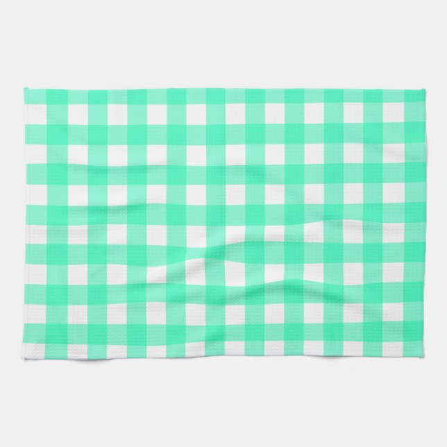 Vichy Bleu Turquoise Kökshandduk (Horisontell)