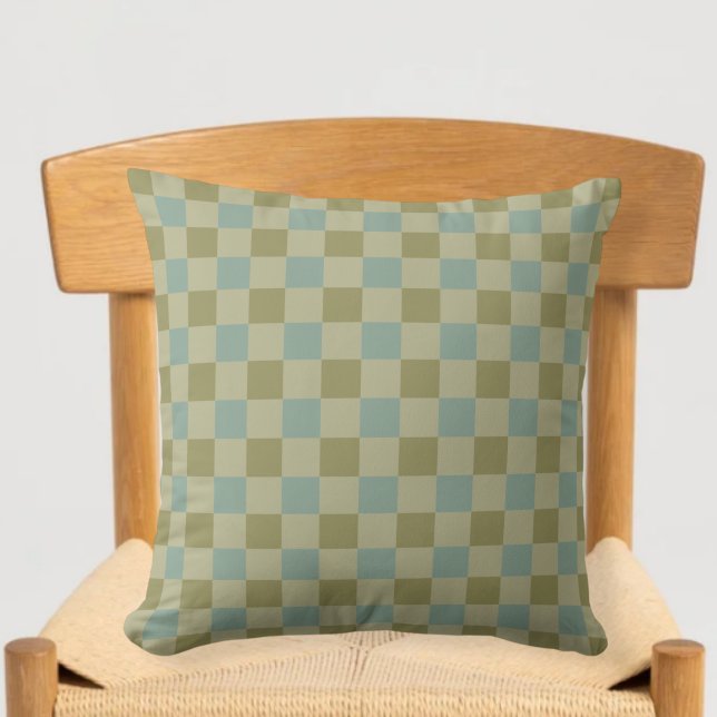 Vichy checked green sand cushions kudde (Skapare uppladdad)