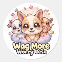 Vicka Mer Oroa Mindre Sött Hund Kawaii Valp Hantve Runt Klistermärke