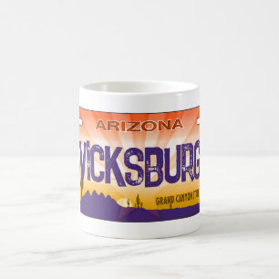 Vicksburg Arizona flagga registreringsskylt mugg
