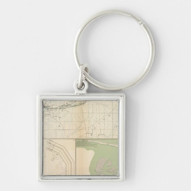 Vicksburg Meridian, fröken Fyrkantig Silverfärgad Nyckelring (Framsidan)
