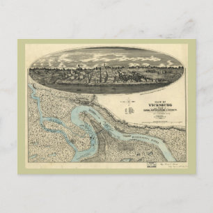 Vicksburg Mississippi 1863 Antique Panoramic Karta Vykort