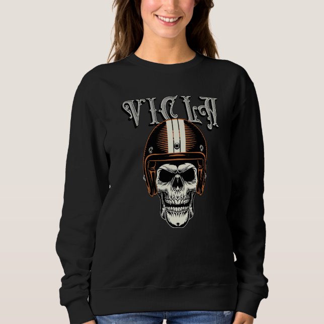 Vicla Gangster Biker Skull Motorcycle Rider  2 T Shirt (Framsida)