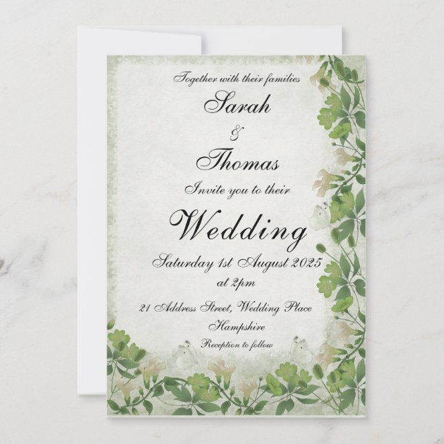 Vicorian Meadow Wedding bjudande Inbjudningar (Framsida)