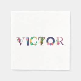 VICTOR First Namn Elegant Embroired Pappersservett