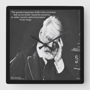 Victor Hugo & Happity Quote Square Wall Clock Fyrkantig Klocka