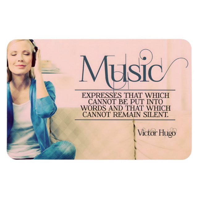 Victor Hugo Inspirational Quote "Music" Flexibel Magnet (Horisontell)