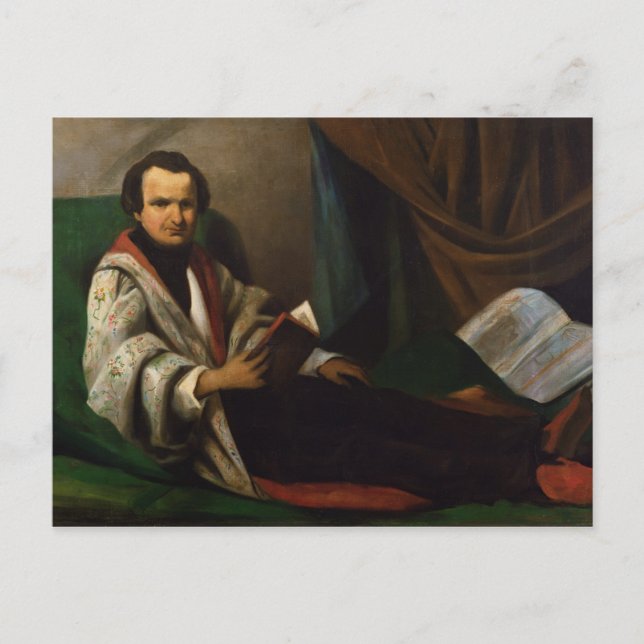 Victor Hugo på hans divan, 1830-40 Vykort (Framsida)