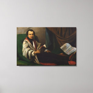Victor Hugo på hans divan, c.1830-40 Canvastryck