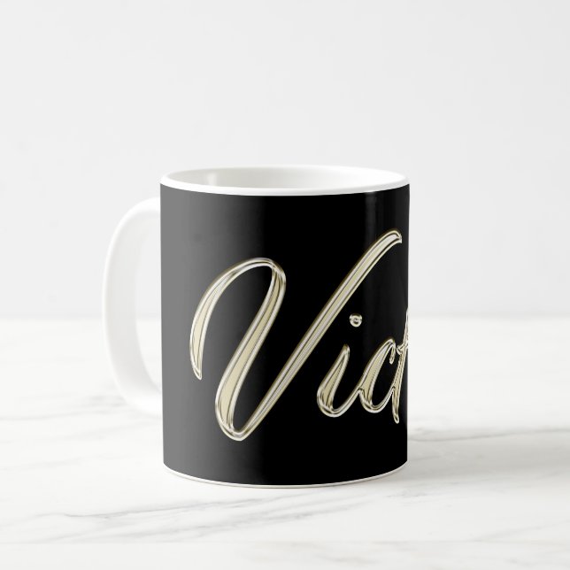 Victor Name whitegold Tasse Teetasse Kaffeetasse Kaffemugg (Framsida vänster)