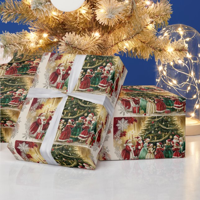 Victoransk julfirande nära julgran  presentpapper (Helgdagar)